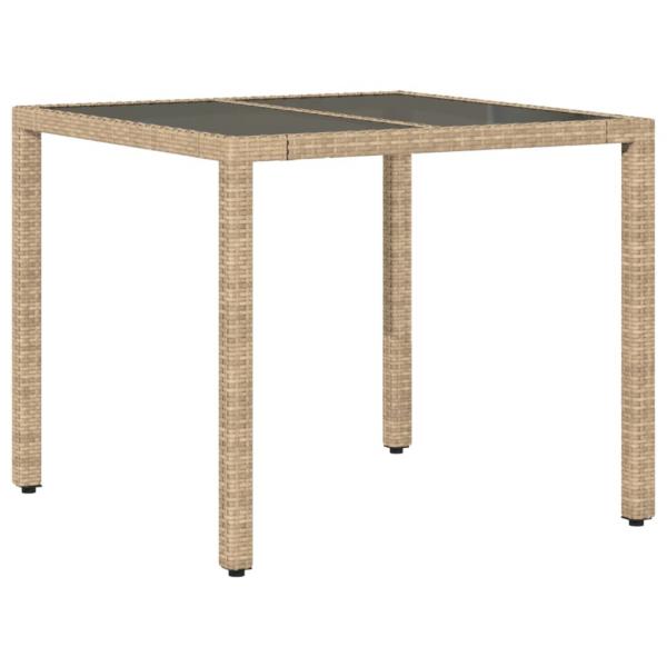 5-tlg. Garten-Essgruppe mit Kissen Beige Poly Rattan und Glas