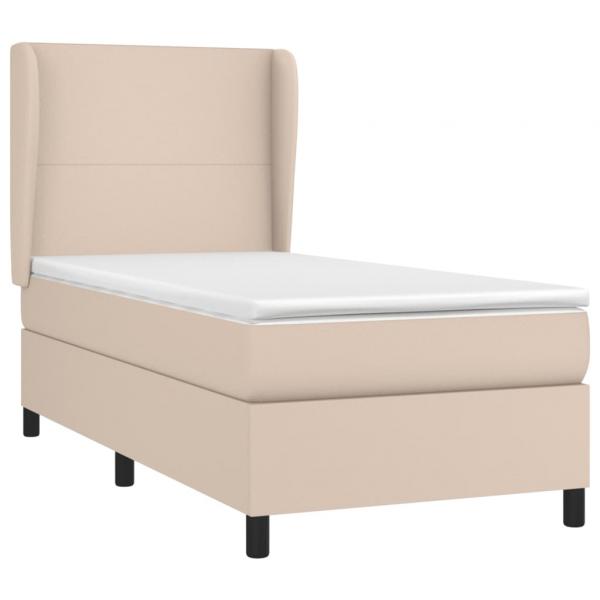 Boxspringbett mit Matratze Cappuccino-Braun 90x190cm Kunstleder