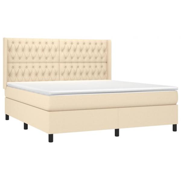 Boxspringbett mit Matratze & LED Creme 180x200 cm Stoff