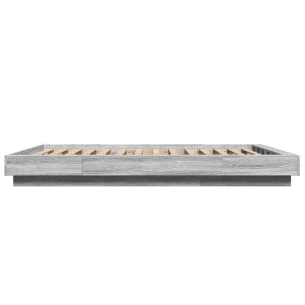 Bettgestell mit LED Grau Sonoma 140x190 cm Holzwerkstoff