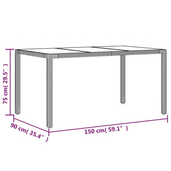 5-tlg. Garten-Essgruppe mit Kissen Weiß Poly Rattan und Glas