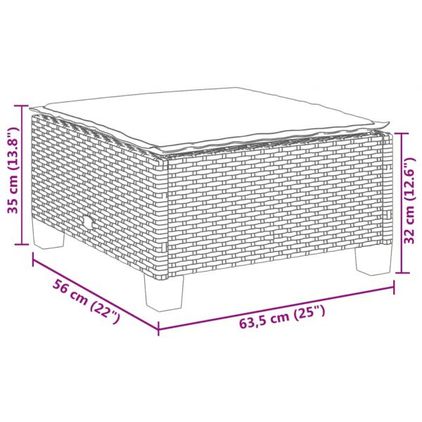 8-tlg. Garten-Sofagarnitur mit Kissen Grau Poly Rattan