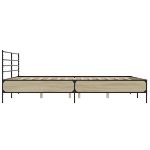 Bettgestell Sonoma-Eiche 180x200 cm Holzwerkstoff und Metall