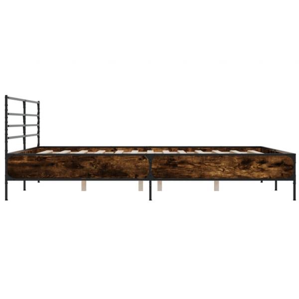 Bettgestell Räuchereiche 200x200 cm Holzwerkstoff und Metall