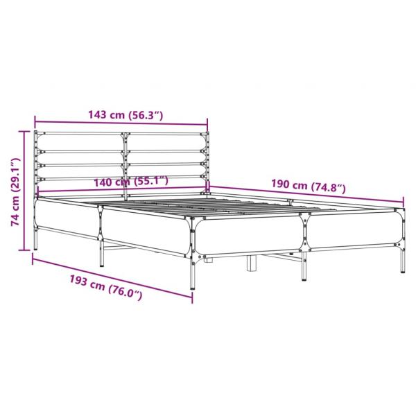 Bettgestell Räuchereiche 140x190 cm Holzwerkstoff und Metall