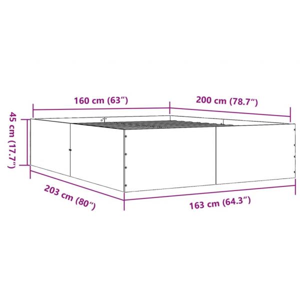 Bettgestell Grau Sonoma 160x200 cm Holzwerkstoff