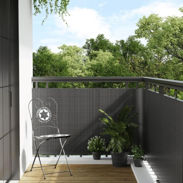 ARDEBO.de - Balkon-Sichtschutz Anthrazit 300x100 cm Poly Rattan