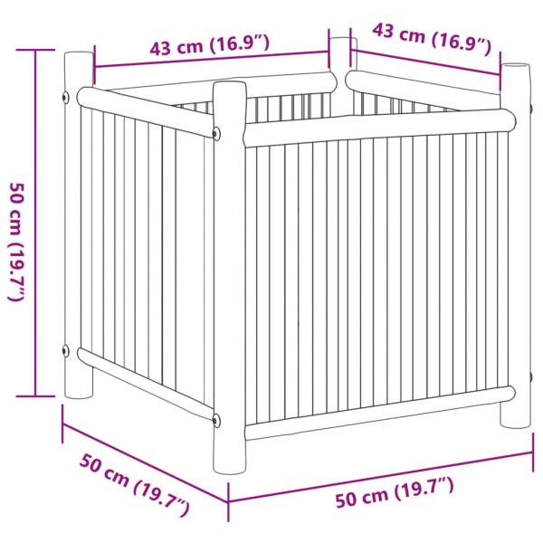 Pflanzkübel 50x50x50 cm Bambus