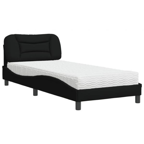 ARDEBO.de - Bett mit Matratze Schwarz 90x200 cm Stoff