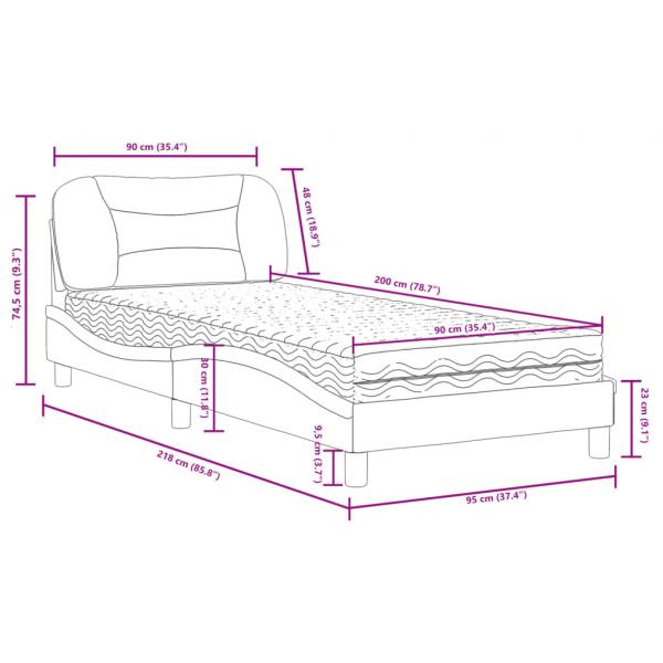 Bett mit Matratze Schwarz 90x200 cm Stoff