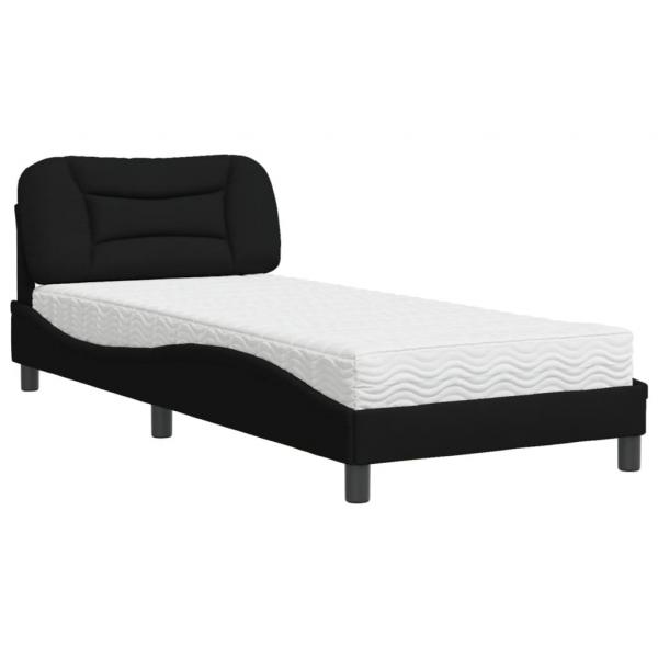 ARDEBO.de - Bett mit Matratze Schwarz 90x190 cm Stoff