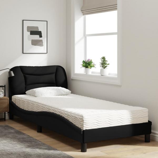 Bett mit Matratze Schwarz 90x190 cm Stoff