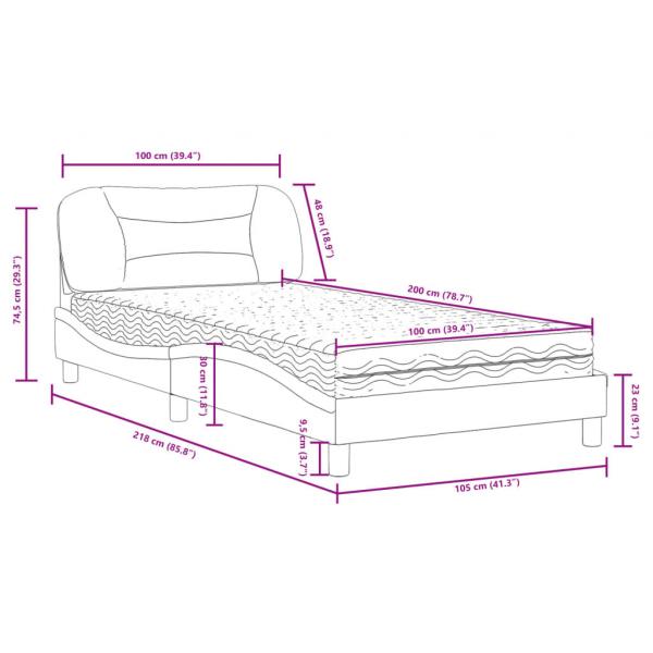 Bett mit Matratze Taupe 100x200 cm Stoff