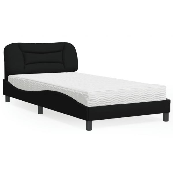 ARDEBO.de - Bett mit Matratze Schwarz 100x200 cm Stoff