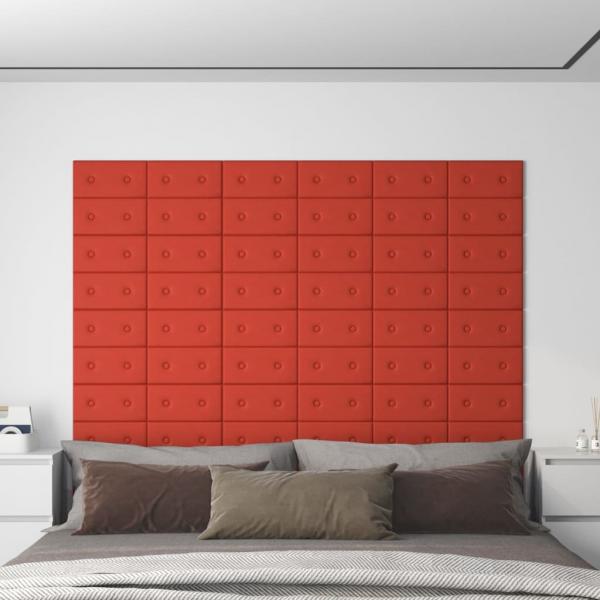 ARDEBO.de - Wandpaneele 12 Stk. Rot 30x15 cm Kunstleder 0,54 m²