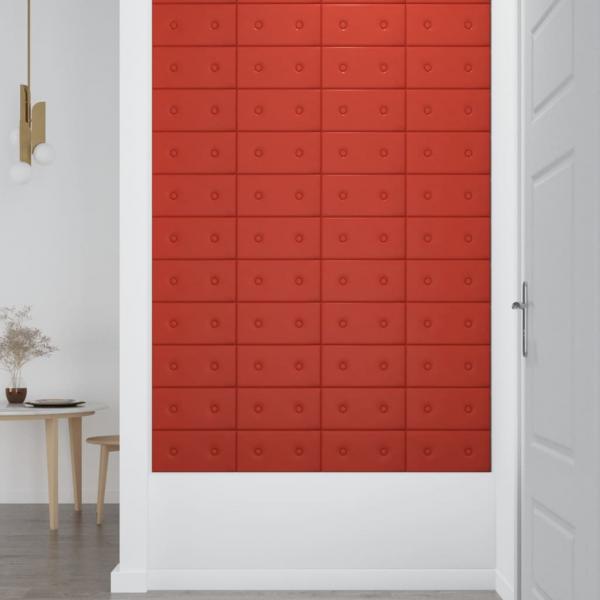 Wandpaneele 12 Stk. Rot 30x15 cm Kunstleder 0,54 m²