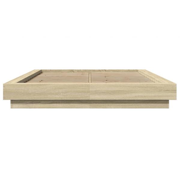 Bettgestell mit LED Sonoma-Eiche 140x190 cm Holzwerkstoff