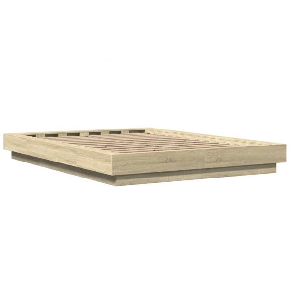 Bettgestell mit LED Sonoma-Eiche 140x190 cm Holzwerkstoff