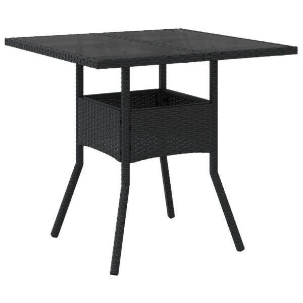 5-tlg. Garten-Essgruppe mit Kissen Schwarz Poly Rattan und Glas