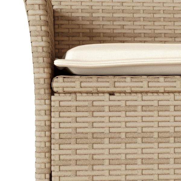 5-tlg. Garten-Essgruppe mit Kissen Beige Poly Rattan Akazie