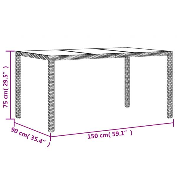 5-tlg. Garten-Essgruppe mit Kissen Braun Poly Rattan Glas