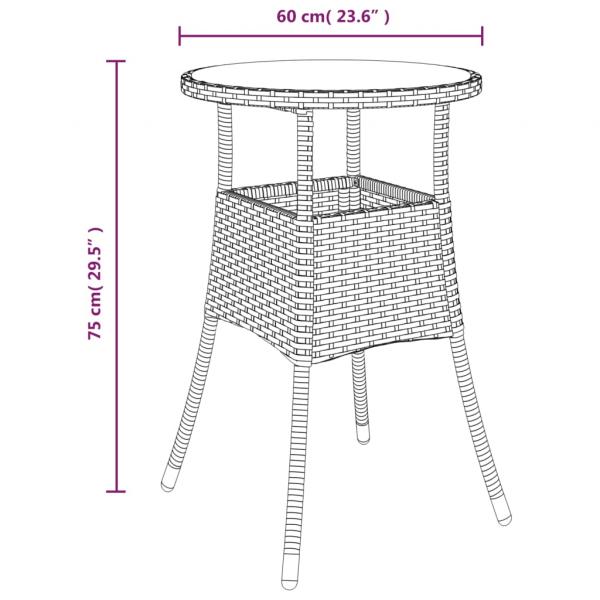 3-tlg. Garten-Essgruppe mit Kissen Grau Poly Rattan Akazie