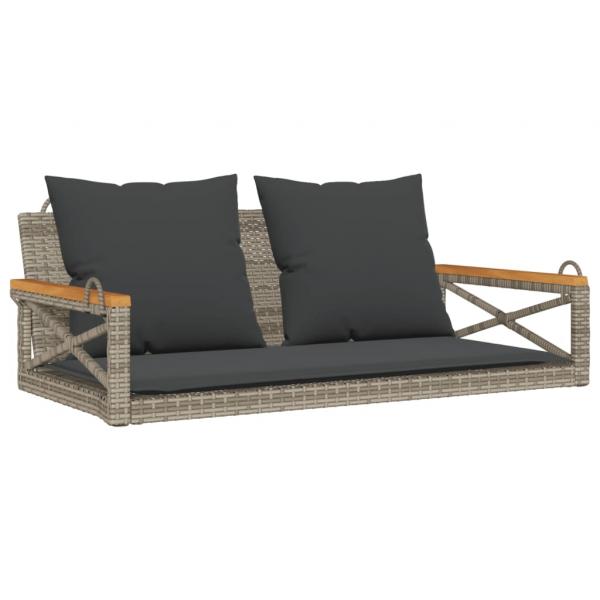 Hängebank mit Kissen Grau 109x62x40 cm Poly Rattan