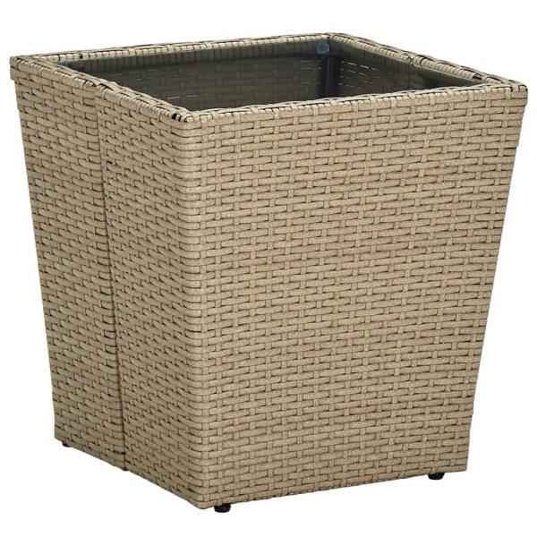 3-tlg. Bistro-Set mit Kissen Beige Poly Rattan und Glas