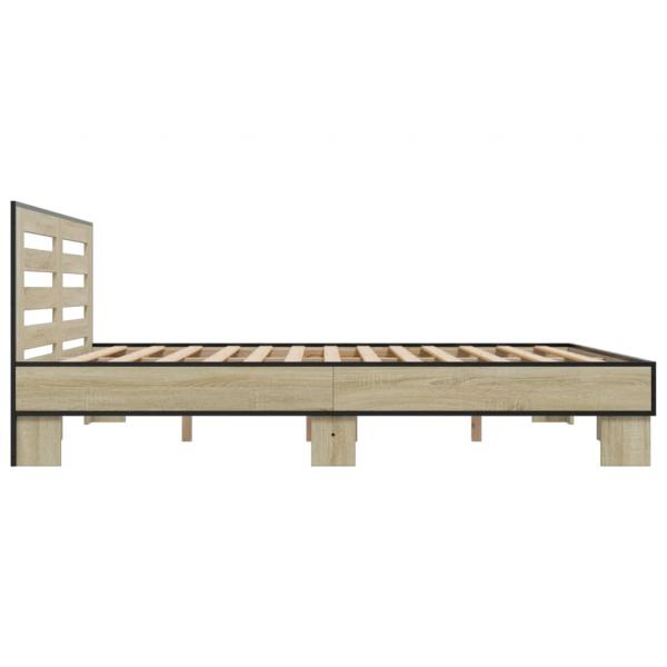 Bettgestell Sonoma-Eiche 200x200 cm Holzwerkstoff und Metall