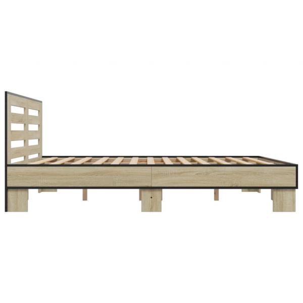 Bettgestell Sonoma-Eiche 180x200 cm Holzwerkstoff und Metall