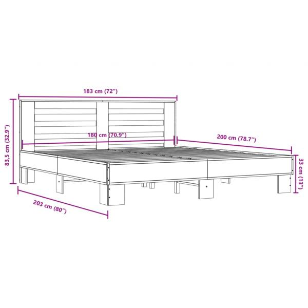 Bettgestell Sonoma-Eiche 180x200 cm Holzwerkstoff und Metall