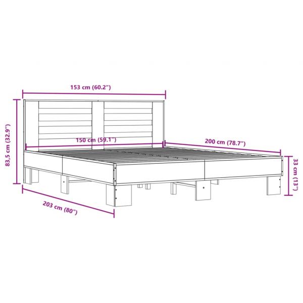 Bettgestell Schwarz 150x200 cm Holzwerkstoff und Metall