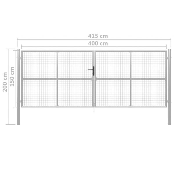 Gartentor Verzinkter Stahl 415 x 200 cm Silbern