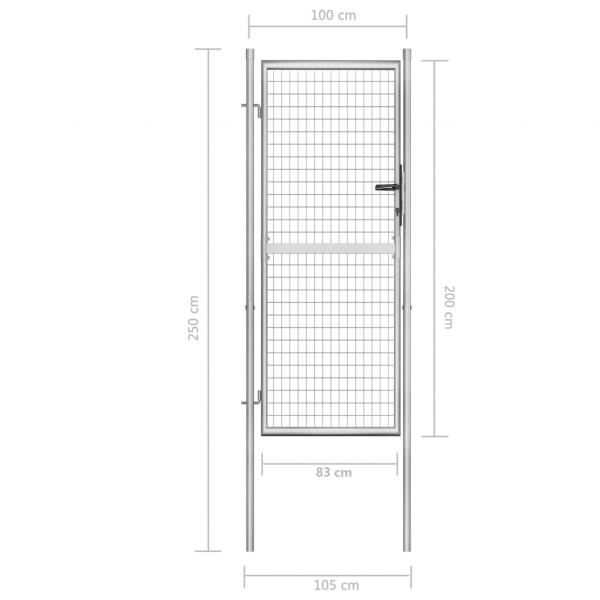 Gartentor Verzinkter Stahl 105x250 cm Silbern