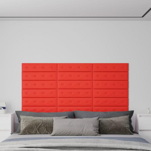 ARDEBO.de - Wandpaneele 12 Stk. Rot 60x15 cm Kunstleder 1,08 m²