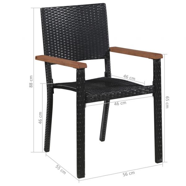 Gartenstühle 2 Stk. Poly-Rattan Schwarz