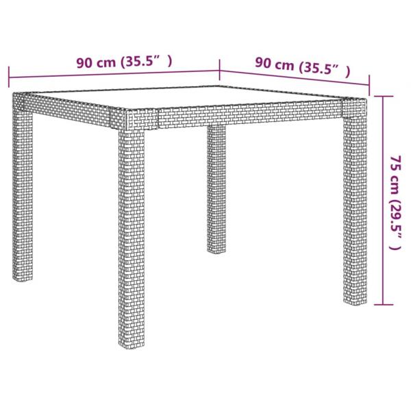 3-tlg. Garten-Essgruppe mit Auflagen Poly Rattan Schwarz & Grau