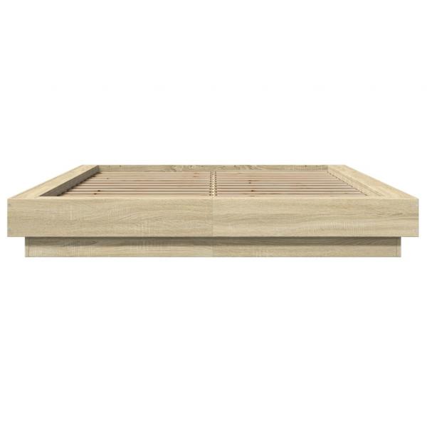 Bettgestell mit LED Sonoma-Eiche 120x190 cm Holzwerkstoff