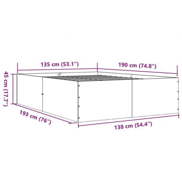 Bettgestell Braun Eichen-Optik 135x190 cm Holzwerkstoff