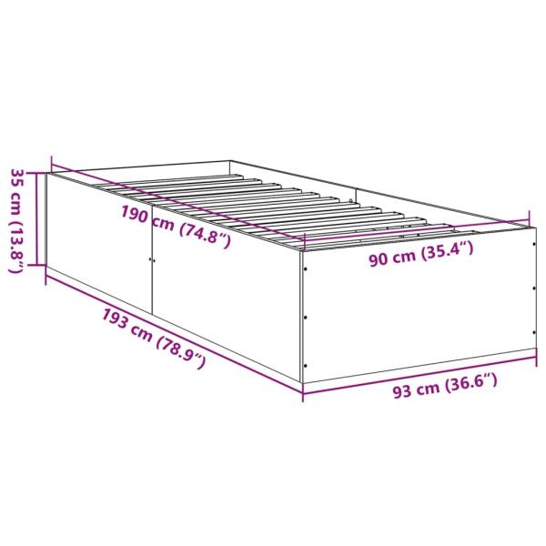 Bettgestell Betongrau 90x190 cm Holzwerkstoff