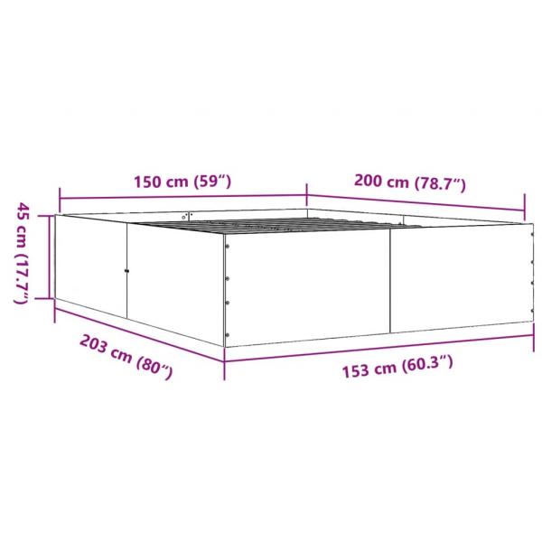 Bettgestell Betongrau 150x200 cm Holzwerkstoff