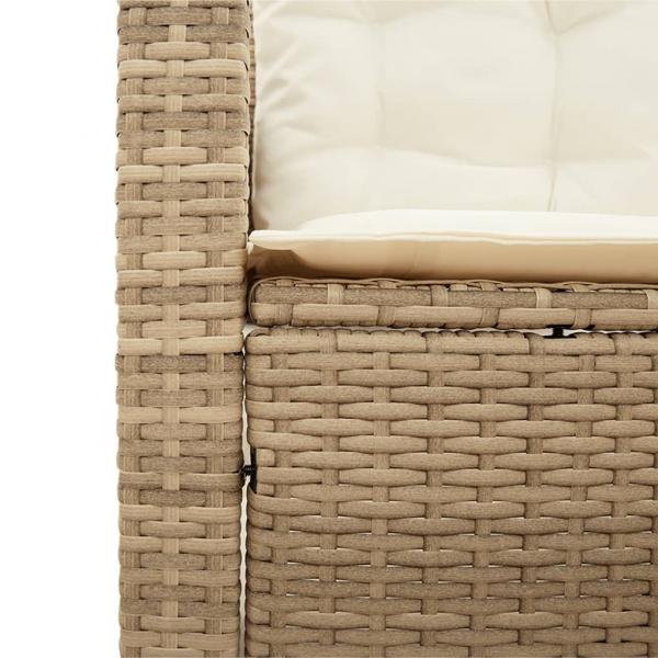 Gartensofa in L-Form mit Tisch und Kissen Beige Poly Rattan