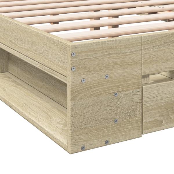 Bettgestell mit Schubladen Sonoma-Eiche 140x190cm Holzwerkstoff