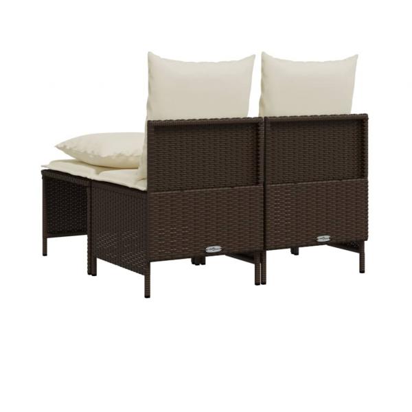 4-tlg. Garten-Sofagarnitur mit Kissen Braun Poly Rattan