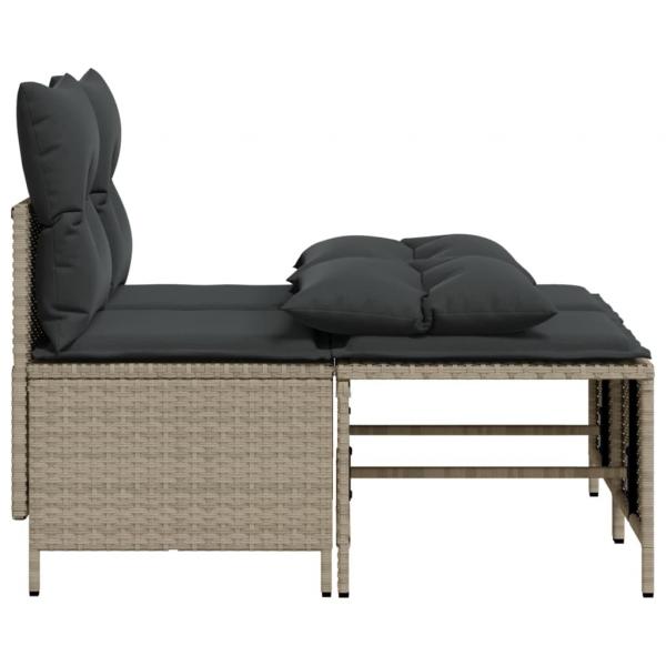 4-tlg. Garten-Sofagarnitur mit Kissen Hellgrau Poly Rattan