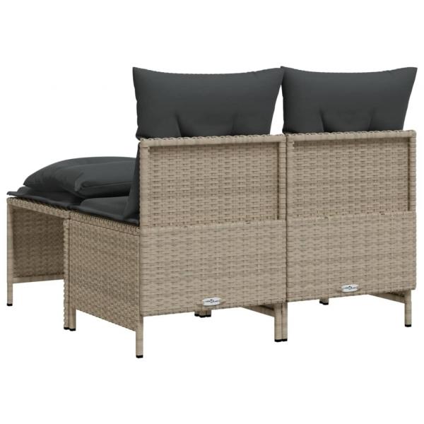 4-tlg. Garten-Sofagarnitur mit Kissen Hellgrau Poly Rattan