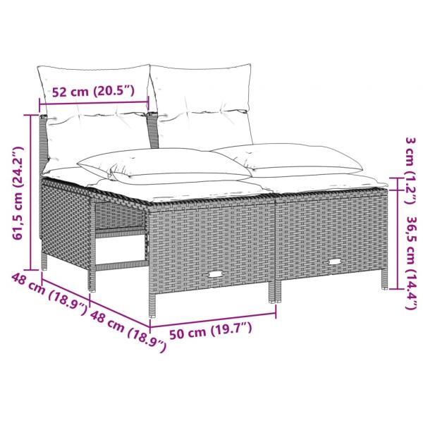 4-tlg. Garten-Sofagarnitur mit Kissen Hellgrau Poly Rattan