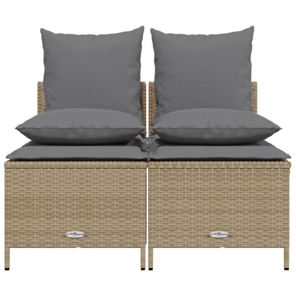 4-tlg. Garten-Sofagarnitur mit Kissen Beige Poly Rattan