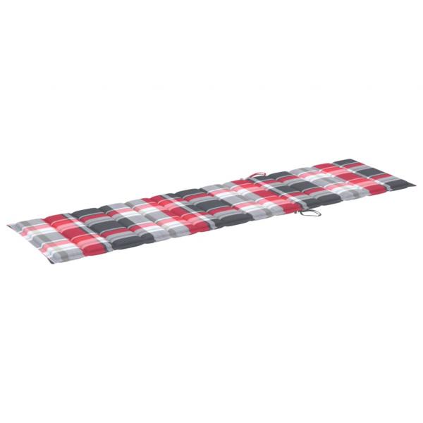 Sonnenliegen-Auflage Rot Karomuster 200x50x3 cm Oxford-Gewebe