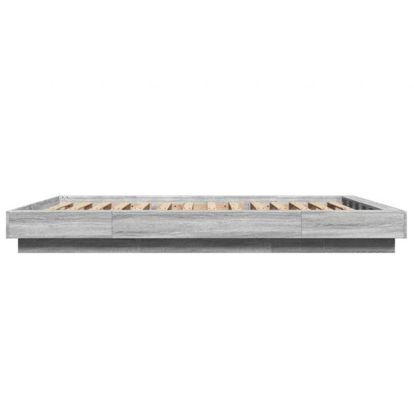 Bettgestell mit LED Grau Sonoma 120x190 cm Holzwerkstoff